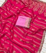 Rani Pink Color Traditional Viscose SIlk Blnd Saree
