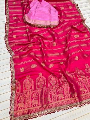 Rani Pink Color Traditional Viscose Silk Saree 2