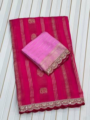 Rani Pink Color Traditional Viscose Silk Saree 3