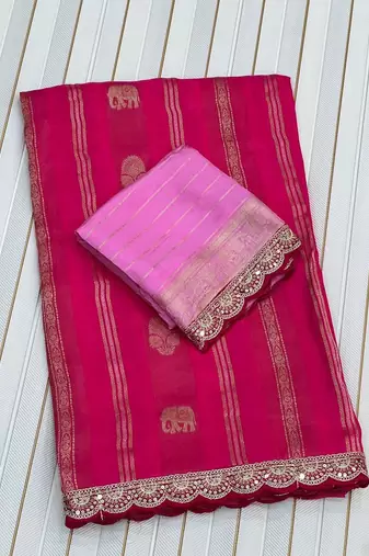 Rani Pink Color Traditional Viscose Silk Saree