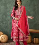 Women's Beautiful Printed Work Rayon Fabric Flared Kurta Pant and Dupatta Set