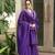 purple elegant purple & mustard kurta palazzo set with embroidered neckline & dupatta