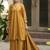 mustard elegant purple & mustard kurta palazzo set with embroidered neckline & dupatta