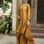 mustard elegant purple & mustard kurta palazzo set with embroidered neckline & dupatta