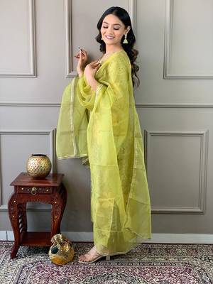 Women's Beautiful Printed Work Rayon Fabric Straight Kurta Pant and Dupatta Set 3