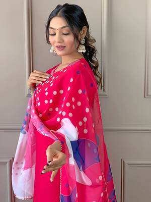 Women's Beautiful Embroidery Work Rayon Fabric Straight Kurta Pant and Dupatta Set 3