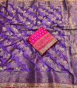 Purple Color Premium Designer Dola SIlk Blnd Saree