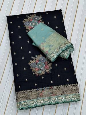 Black Color Dola Silk Zari Weaving With Meenakari Wedding Saree 4
