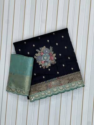 Black Color Dola Silk Zari Weaving With Meenakari Wedding Saree 5