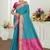 turquoise blue patola silk blend woven work traditional saree