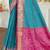 turquoise blue patola silk blend woven work traditional saree
