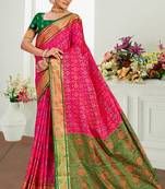 rani pink patola silk blend woven work traditional saree