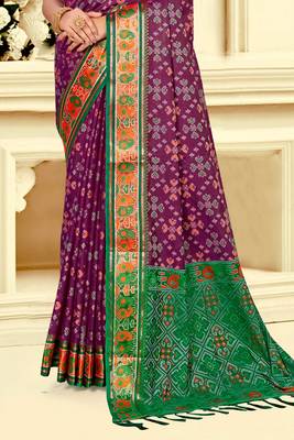 wine patola silk blend woven work traditional saree 3