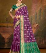 purple patola silk blend woven work traditional saree