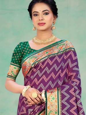 purple patola silk blend woven work traditional saree 2