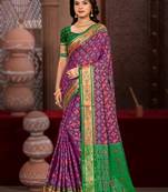 purple patola silk blend woven work traditional saree