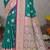 teal green silk blend woven work traditional saree