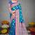 teal blue silk blend woven work traditional saree