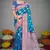 teal blue silk blend woven work traditional saree