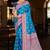 bright blue silk blend woven work traditional saree