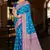 bright blue silk blend woven work traditional saree