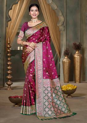 light plum silk blend woven work traditional saree 1