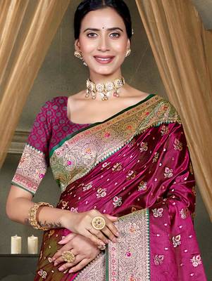light plum silk blend woven work traditional saree 2