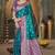 teal green silk blend woven work traditional saree