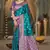 teal green silk blend woven work traditional saree