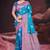 teal blue silk blend woven work traditional saree