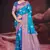 teal blue silk blend woven work traditional saree