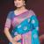 teal blue silk blend woven work traditional saree