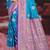 teal blue silk blend woven work traditional saree