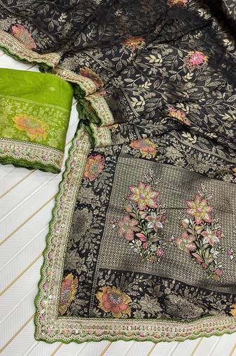 Black Color Dola SIlk Blnd With Meenakari Zari Weaving Saree