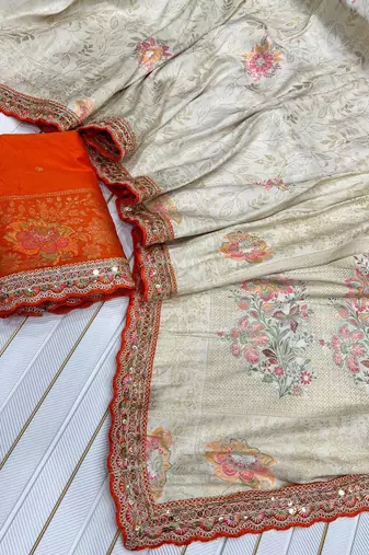 Off White Color Dola SIlk Blnd With Meenakari Zari Weaving Saree
