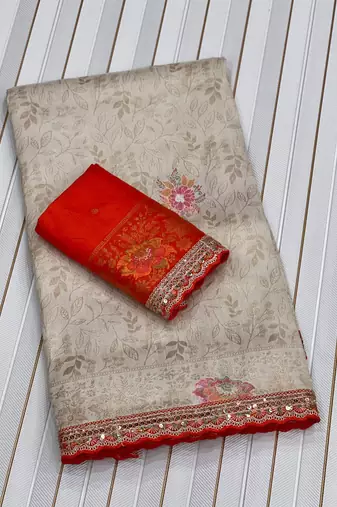 Off White Color Dola Silk With Meenakari Zari Weaving Saree