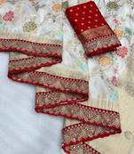 White Color Premium Soft Dola SIlk Blnd Saree