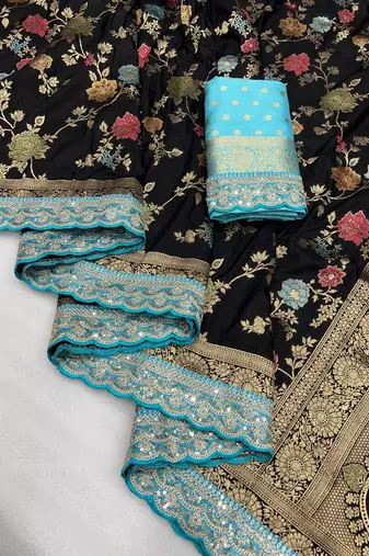 Black Color Premium Soft Dola SIlk Blnd Saree