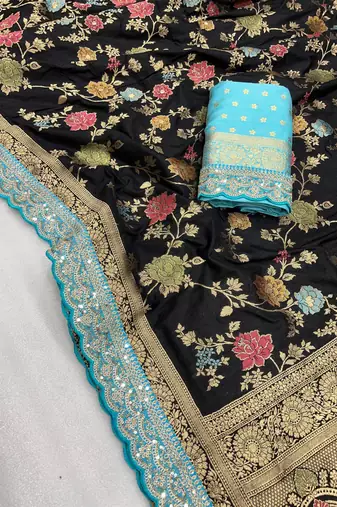 Black Color Premium Soft Dola SIlk Blnd Saree