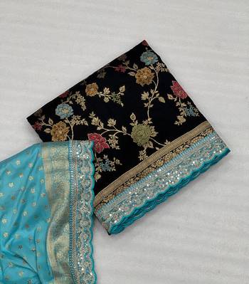 Black Color Premium Soft Dola SIlk Blnd Saree 3