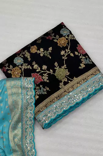 Black Color Premium Soft Dola SIlk Blnd Saree