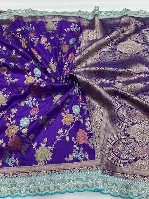 Purple Color Premium Soft Dola SIlk Blnd Saree 1