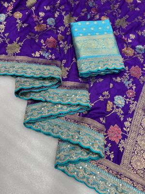 Purple Color Premium Soft Dola SIlk Blnd Saree 2