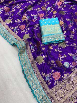 Purple Color Premium Soft Dola SIlk Blnd Saree 3