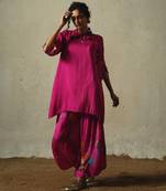 Pink embroidered chiffon kurta set