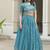 Turquoise Blue Sky Wedding Embroidery Lehenga – Designer Georgette Set with Pearl & Floral Work