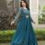 Teal Blue Georgette Lehenga Set with Embroidered Kurti     Indo-Western Fusion Outfit     