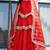 Red Brasso mirror lace work kurta skirt and dupatta