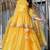 Yellow Brasso mirror lace work kurta skirt and dupatta