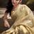 cream kiri silk blend zari weaving party wear saree